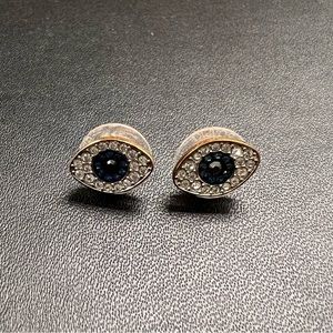 Rose gold Swarovski evil eye earrings